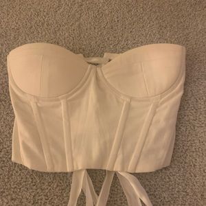 white strapless corset top